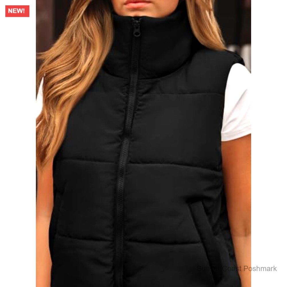 Cropped Puffer Vest, Sleeveless Gilet for Fall Winter Spring Outerwear - Picture 6 of 7